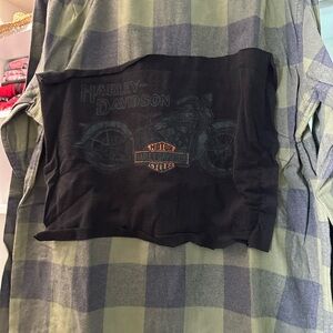 Modern Vintage Harley-Davidson Plaid Shirt with Black Graphic